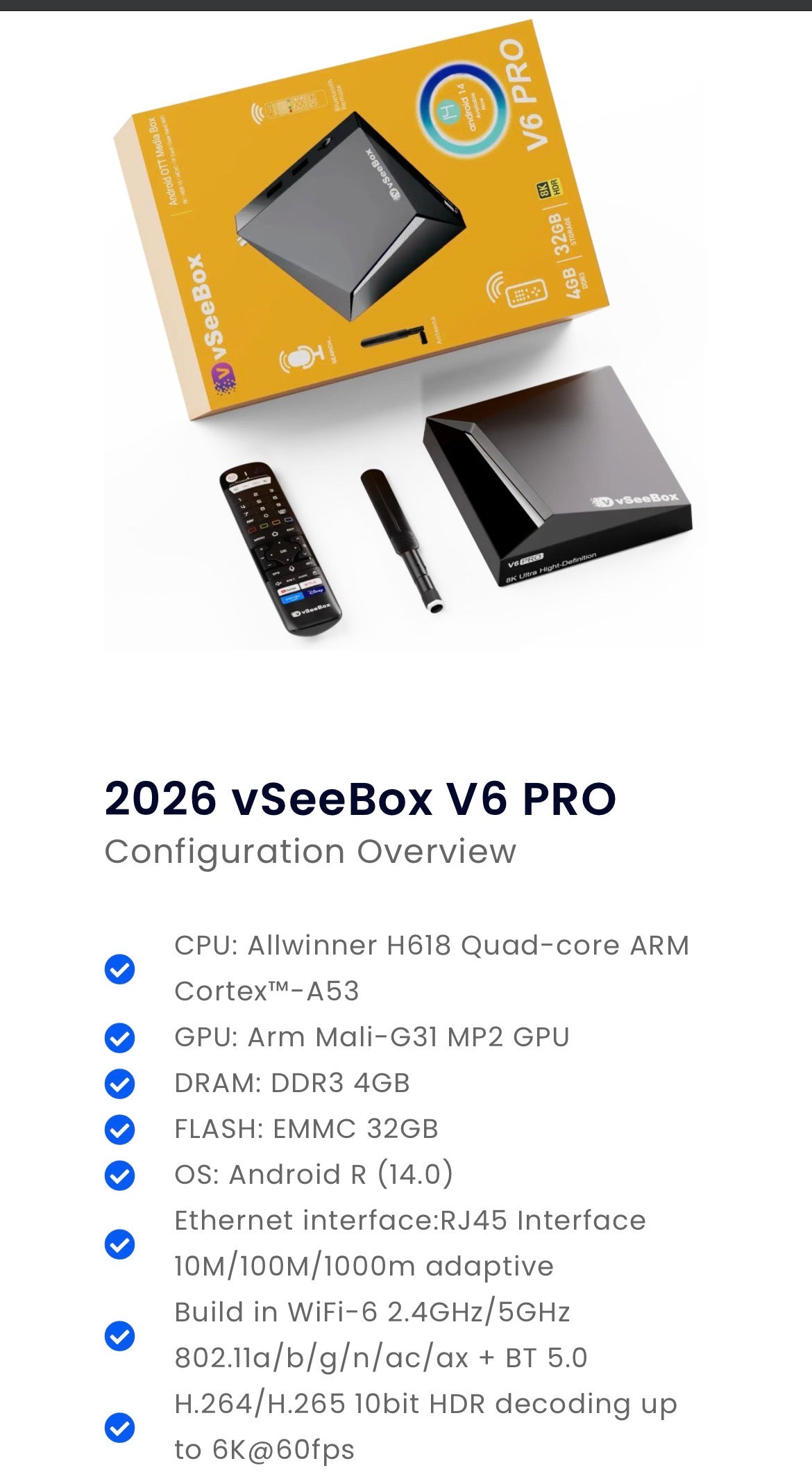 vSeeBox V6 Pro – 2026 Smart TV Box